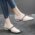 Fashion Women British Single Shoes Shallow Mouth Small Shoes Mid Heel Shoes.