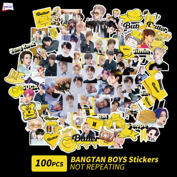 100Pcs/Set BTS Pattern Stickers Butter Album PVC Luggage Laptop Guitar ...