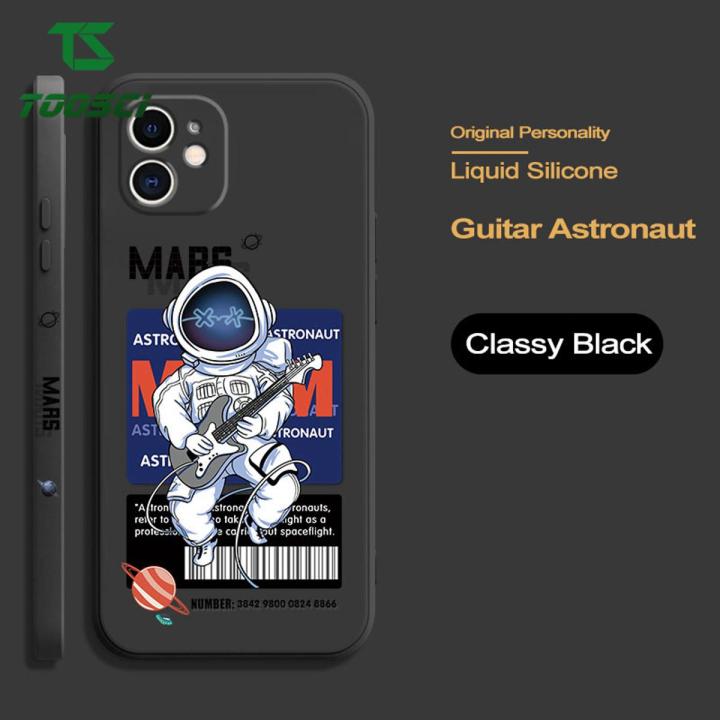 Toosci Liquid Silicone Dancing Astronaut Square Casing For iPhone X/iPhone XS Phone Case Soft Bumper Shockproof Cover