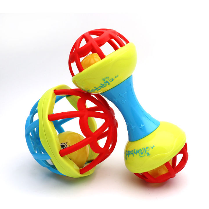 Soft glue Dumbbell Baby Hand Teether With jhunjhuni CN -1pcs