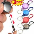 1/3pcs Retractable Steel Cord Pull Reel Keychain Wire Rope Clasp Key Ring Recoil ID Card Holder Chains Sporty Multifunction Tool. 