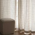 Linen Textured Blackout Curtains for Living Room, Modern Geometric Stripe Pattern Curtain, Flax Color, Light Reducing Drapes.
