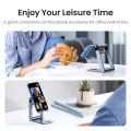 UGREEN Cell Phone Stand Adjustable Aluminum Mobile Phone Holder for Desk Compatible for iPhone 12 Pro Max 11 X SE XS XR 8 Plus 6 7 6S, Samsung Galaxy Note20 S20 S10 S9 S8 S7 Smartphone Foldable. 