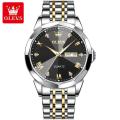 OLEVS 9931 Quartz Watch for Men Solid Stainless Steel Strap Rhombus Design Fashion Wristwatch Men's Waterproof Watch.