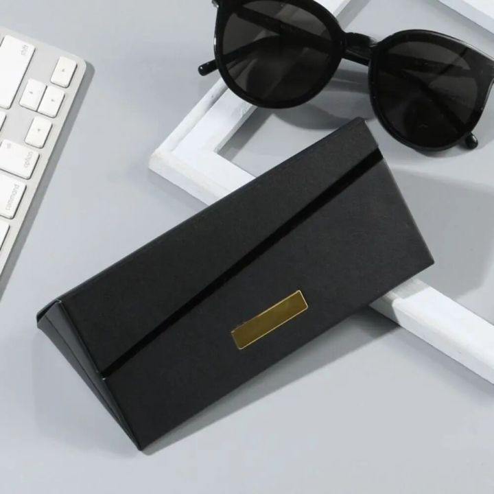 Foldable Triangular Glasses Case PU Leather Hard Eyeglasses Box Women Men Portable Sunglasses Container Eyewear Accessories