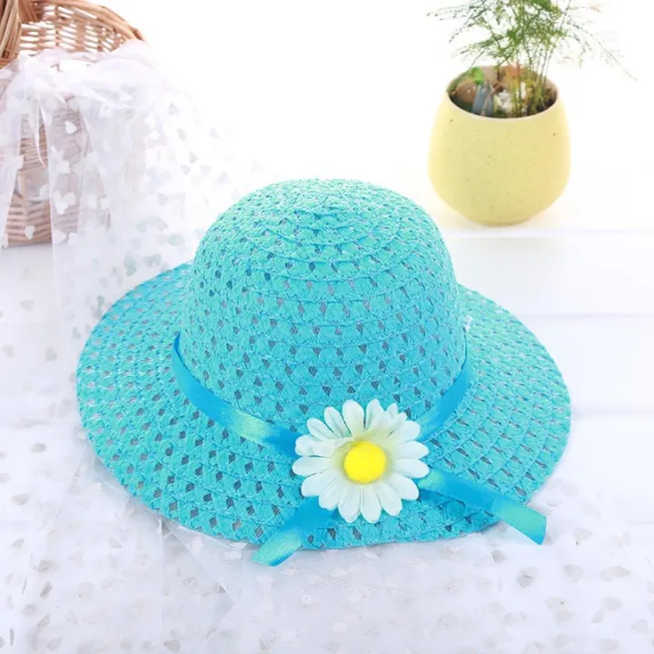Sagit%20Baby%20Kids%20Girl%20Summer%20Floral%20Flower%20Straw%20Visor%20Sun%20Hat%20Beach%20Hats%20-%20Image%209