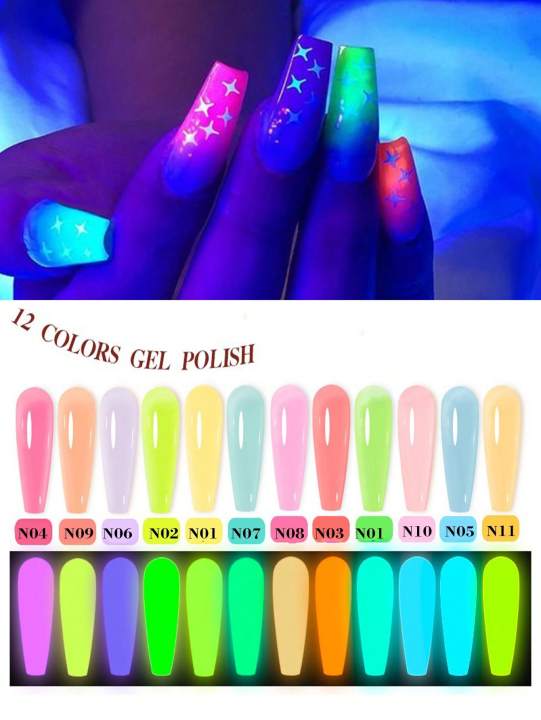 10ml Neon Fluorescent Night Light Nail Polish Gel, Uv Gel, Luminous Removable Semi-Permanent Polish, Nail Salon Diy Nail Art