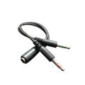 3.5mm AUX Audio Mic Splitter Cable Earphone Headphone Adapter PC Headphone Converter.