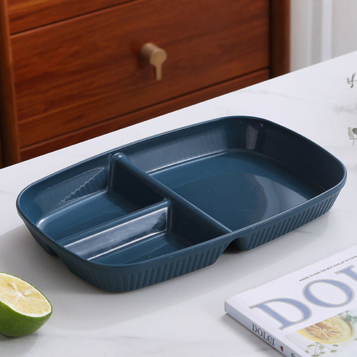 【Exclusive Offer】 Divided Dish Diet Reusable Dinner Plate Kitchen Dinnerware Portion Plates For Adults 3 Compartments Microwave Safe