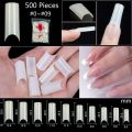 500/550pcs Water Pipe Square Nail Tips XL Clear/Nature Half Cover False Nail Tips 0-9 size Square Extend Long False Nail Tip%TD.