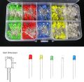 50 Ps LED Diodes Lights 5mm Light Emitting Diode LED Lamp Assorted Kit 2pin Diffused LED Electronic Kit,  Colors Red, Blue, Green, white, Yellow. 
