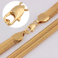 Simple Snake Bone Necklace Men's Plain Golden Color Necklace- Fashion Chain. 