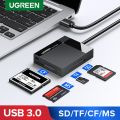 UGREEN USB 3.0 Card Reader SD Micro SD TF CF MS Compact Flash Card Adapter for Laptop Multi Card Reader 4 in 1 Smart Card Reader. 