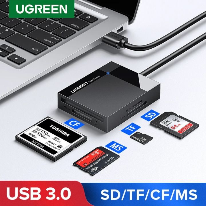 UGREEN USB 3.0 Card Reader SD Micro SD TF CF MS Compact Flash Card Adapter for Laptop Multi Card Reader 4 in 1 Smart Card Reader