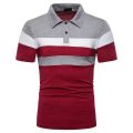 Fashion Short-sleeved Striped Color Matching Casual Men's Lapel Short-sleeved Shirt Trend Men's Social Shirt. 