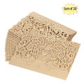 20pcs/set Wedding Invitation Card Cover Pearl Paper Laser Cut Hollow Heart Pattern Invitation Cards Wedding Anniversary Supplies--Gold. 