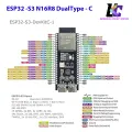 ESP32 S3 Development Board ESP32-S3-DevKitC-1-N16R8 WiFi + Bluetooth MCU Module, Dual Type-C ESP32-S3-WROOM-1 Cores Microcontroller Processor Integrates Complete Wi-Fi and BLE Functions. 