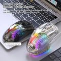 Rechargeable Wireless Mouse RGB Light Transparent Shell Bluetooth Mouse with 2.4GHz USB Gaming Wireless Mouse Laptop Accessories. 