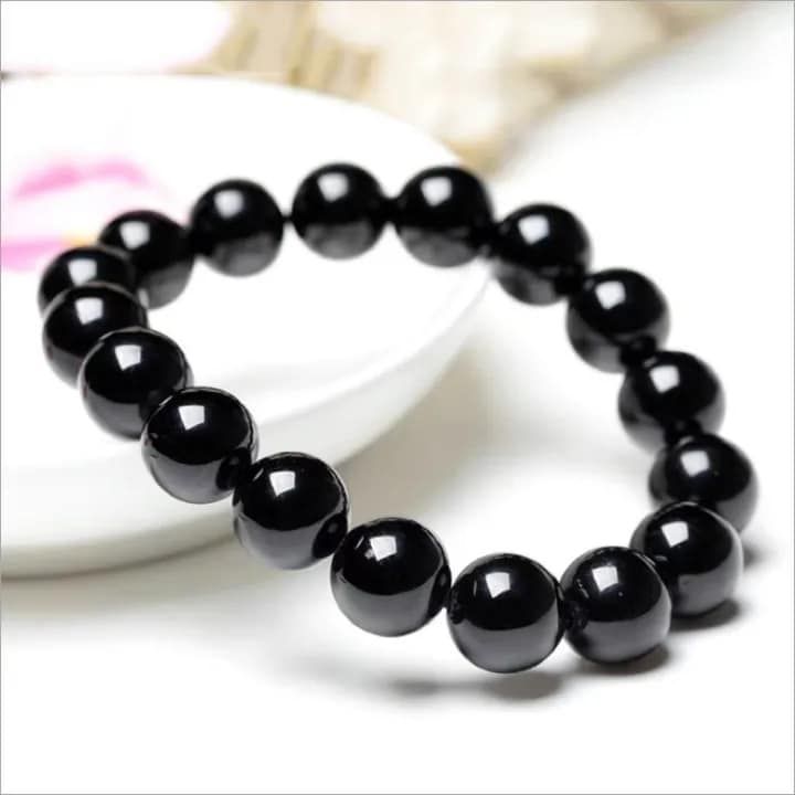 Obsidian bracelet elastic natural stone, ball