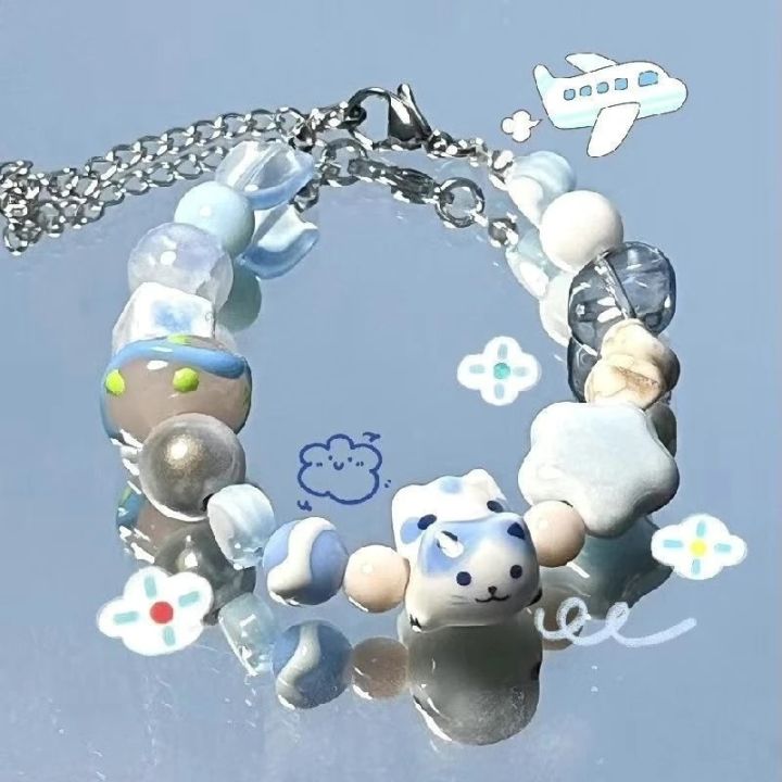 Cute%20Cartoon%20Fish%20Beads%20Bracelet%20Women%20Girls%20Sweet%20Black%20Pink%20Cat%20Rhinestone%20Bracelet%20New%20Korean%20Fashion%20Jewelry%20Gifts%20-%20Image%204