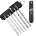 6PCS Ear Pick Set Portable Ear Cleaner Set Stainless Steel With Lather Case - Ear Pick. 