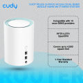 Cudy M1300 (3-Pack) AC1200 Dual Band Whole Home Wi-Fi Mesh System - 867Mbps on 5GHz and 300Mbps on 2.4GHz - 2 Gigabit Ethernet Ports - White. 