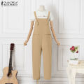 ZANZEA Womens Dungaree Bib Pants Jumpsuit Wide Leg Long Trousers Casual Loose Overalls #15.