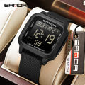 Sanda Square Solid Color Watch Retro Trendy Night Light Waterproof Electronic Men's Watch SD2194-6.