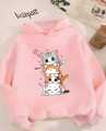 Premium Quality Hoolie(Tripple Cat)Cartoon Cat Printed Female Cute Hoolie For Women-Pink. 