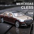 1:24 Mercedes Maybach S680 Diecast Alloy Car Luxurious Simulation Toy Vehicles Metal Car 6 Doors Open Model Car Sound Light Toys For Gift.