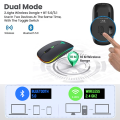 Wireless Mouse M2 Dual Mode BLUETOOTH + WIRELESS Rechargeable RGB Backlit Lighting Mouse Slim Design Compact Size Portable. 