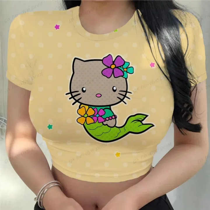 Women's%20Shirt%20Y2k%20Aesthetic%20T%20Shirt%20Streetwear%20Cartoon%20Print%20Short%20Sleeve%20Crop%20Top%20T%20Shirt%20Harajuku%20Clothing%20Top%20Hello%20Kitty%20-%20Image%205