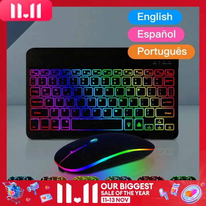 Wireless Bluetooth Keyboard Backlit Colorful Keyboard 10 inch Tri-Colour Backlit Keyboard Tri-System Bluetooth Wireless Keyboard