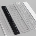 MUJI stationery black and white ruler 15CM double-sided scale mini portable student aluminum ruler grid ruler. 