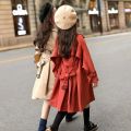 Fashion Baby Girl Boy Trench Jacket Toddler Teens Windbreak Coat Khaki Red Long Spring Autumn Child Dust Coat Clothes 3-12Y. 