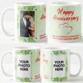 Customize Happy Anniversary White Ceramic Mug With Your Photo To Gift Your Loving One.