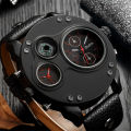 Men Quartz Sports Watch Multifunction Dual ime Zones Compass Wrist Watch.