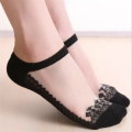 New design multicolor japanese women's nylon crystal breathable lace socks.