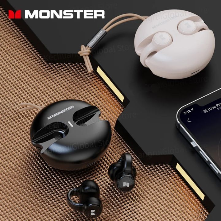 Original Monster XKT21 Wireless Bluetooth 5.3 Earphones Sports Earclip Stereo Call Headphones with Mic Long standby 22H Earbuds