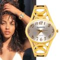 Cansnow Luxury Women's Watches Gold Stainless Steel Band Quartz Female Clock.