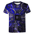 CPU electronic chip circuit board 3D printed T-shirt men women 2021 New Fashion casual short sleeve Harajuku streetwear tops. 