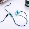4X H-169 3.5mm MP3 MP4 Wiring Subwoofer Braided Cord, Headphones with Wheat Wire Control(Blue).