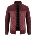 Men Sweater Jacket Fashion Winter Coat Fleece Hoodies High Quality Luxury Checkered Hooded Knit Cardigan Male Outer Wear.
