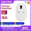 SMATRUL - Universal Tuya Wifi Smart Socket - 3 Pin 16A Plug - With Power Monitor - Voice Timing - for Google Home Alexa. 