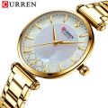 CURREN 9072 Watches for Women Luxury Brand CURREN Elegant Thin Quartz Wristwatch - Golden White. 