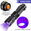 LED UV Flashlight 365/395nm Portable Mini Ultraviolet Torch Waterproof Zoomable Violet Light Pet Urine Scorpion Detector UV Lamp. 