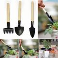 3Pcs Plant Gardening tools Wood Practical Mini Garden Handle Metal Head Hand Tool Kit Gardener Tools.