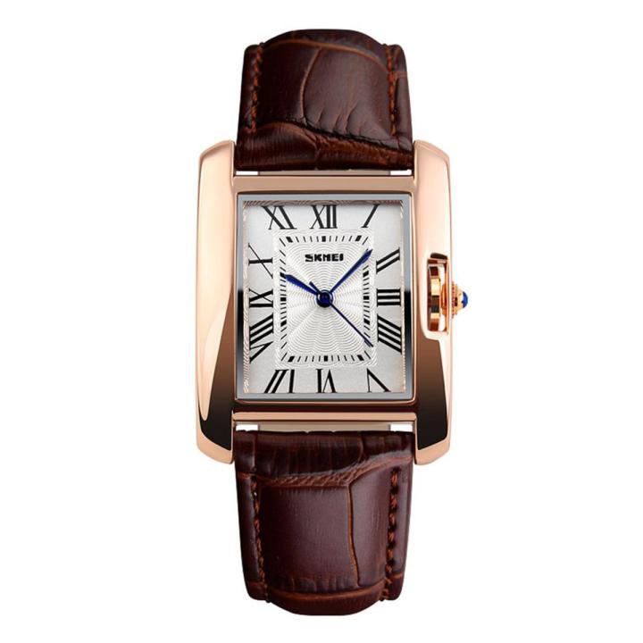 1085 Elegant Square Dial Rome Ladies Quartz Watch 30m Waterproof