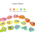 Moulty Wooden Magnetic Fishing Game Toys for Toddlers, Montessori Toys with 2 Magnet Poles 15 PCS Magnetic Fishing Toys for Boys and Girls.