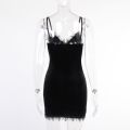 Dark Cross Black Mini Dress Vintage Spaghetti Strap High Waist Slit Dresses Goth Party Club Women Dress. 